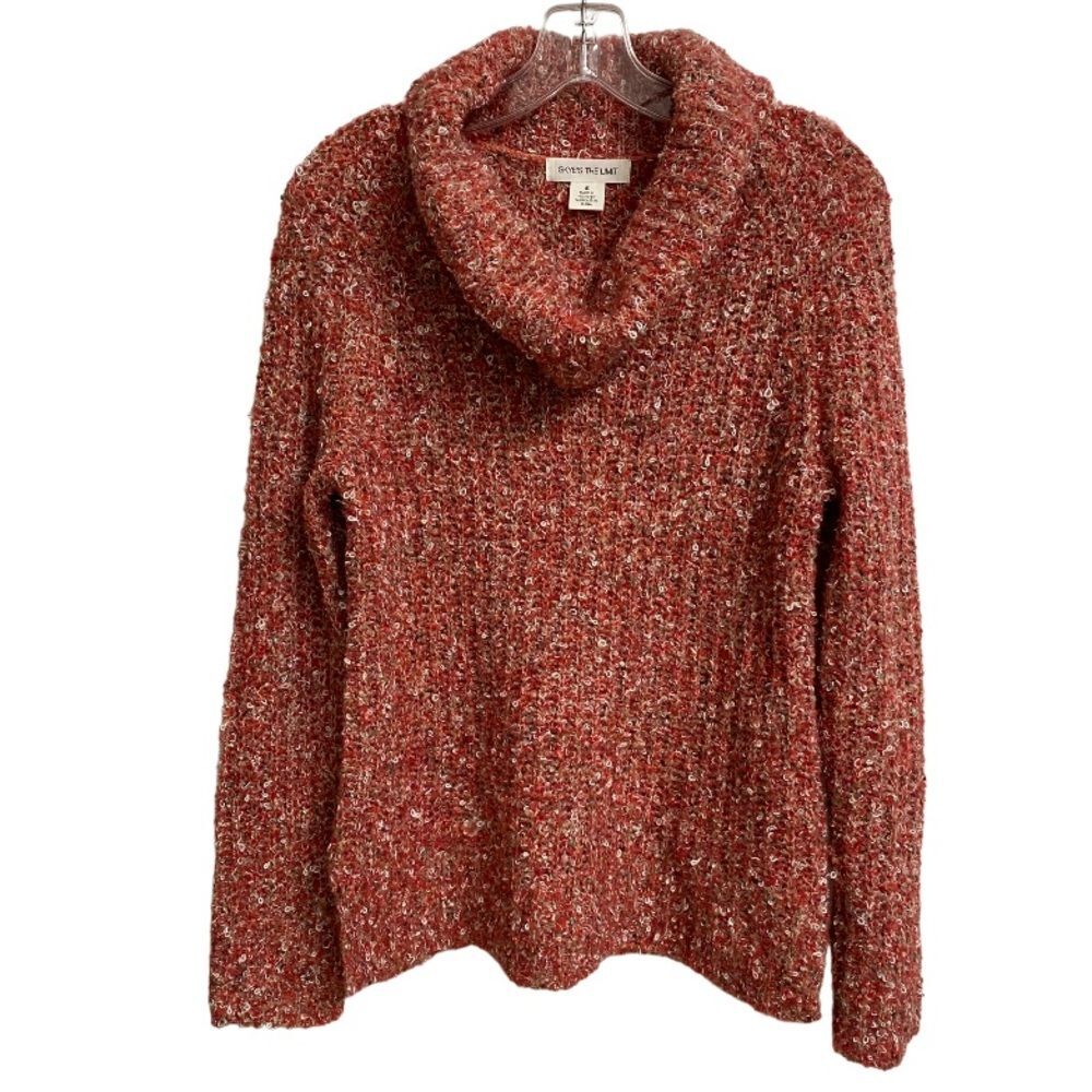 Skye's The Limit Women's Open Knit Cowl Neck Sweater Size S Marled Red Boho